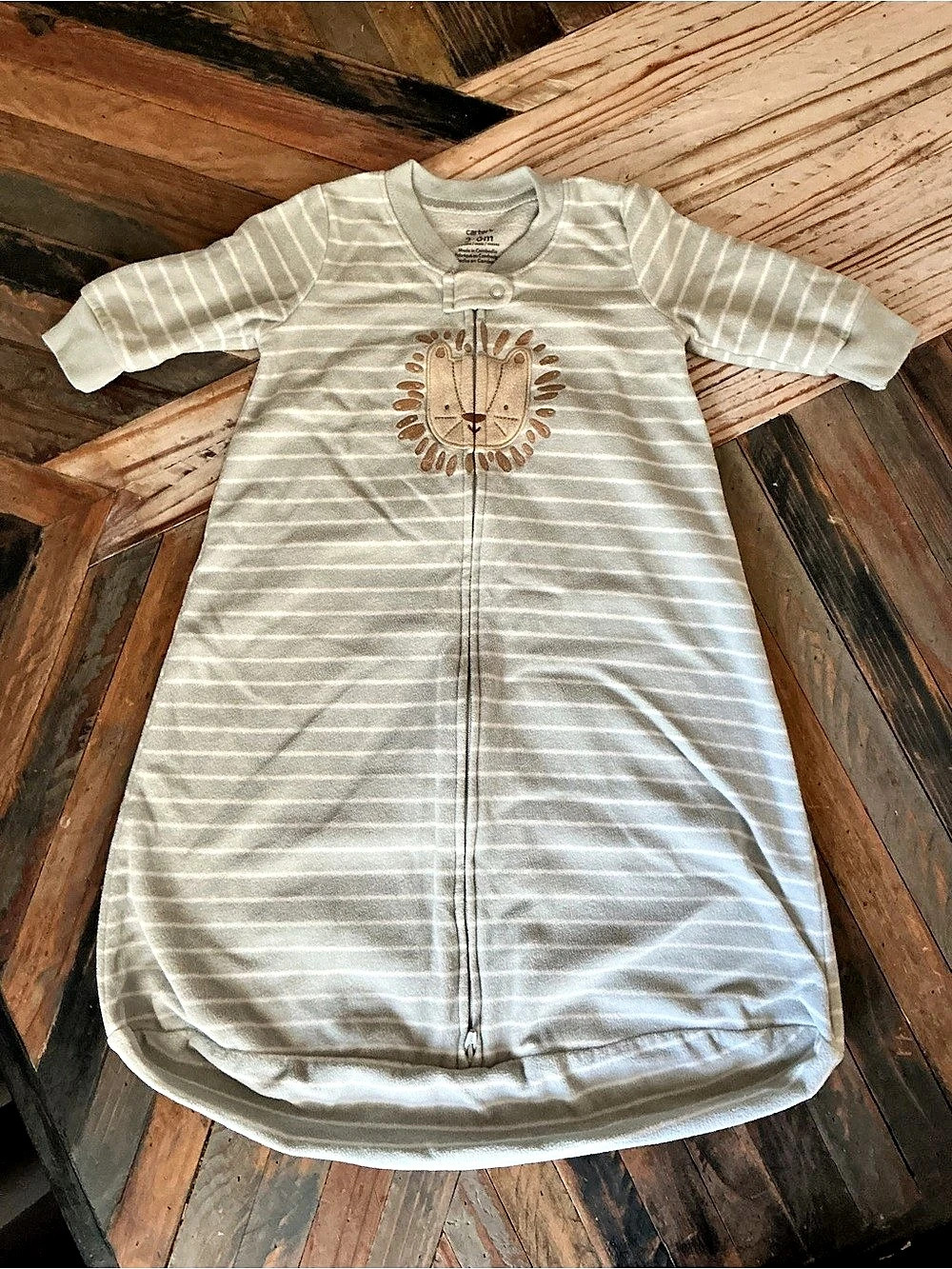 Carter's Baby Striped Lion Print Sleep Bag Gray & White Baby 3M